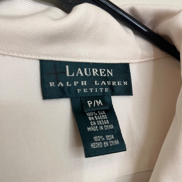 Lauren Ralph Lauren 100% Silk Twill Shirt size PM - Picture 5 of 8